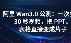 Featured image of post 阿里 Wan3.0 公测：一次生成 30 秒视频，把 PPT、表格直接变成片子